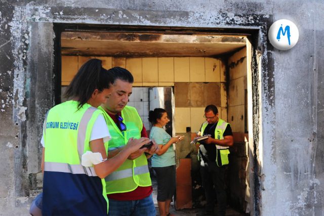 BODRUM BELEDİYESİ HASAR TESPİT KOMİSYONU YANGIN BÖLGESİNDE